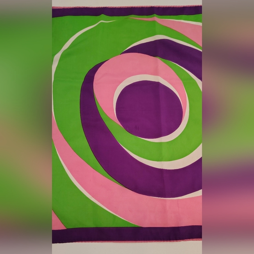 Pia Piccini Vintage Swirl Print Silk Scarf in Pink, Green & Purple - Picture 3 of 14